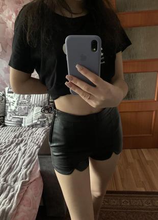 Кожаные шорты h&m