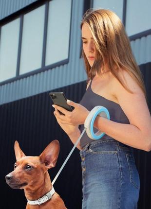 Поводок-рулетка для собак круглая waudog, размер xs-m, от 10 до 40 кг, 2,9 м, цвет голубой

. новый6 фото