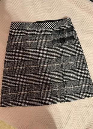 Міні спідниця f&f тепла мини юбка твидовая1 фото