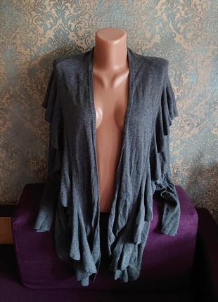 Женский красивый кардиган накидка с воланами р.46/48/50 кофта пуловер накидка