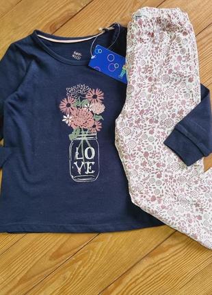 Піжама для дівчинки, зріст 86-92, колір синій, білий