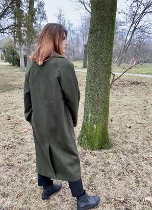 Пальто замш весна 2019 подкладка хаки зелёный новое цвета и размеры2 фото