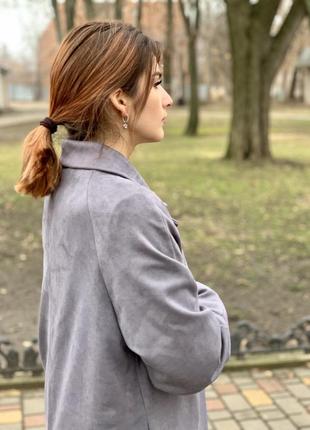 Сіре замшеве пальто весняне нове жіноче на підкладці2 фото