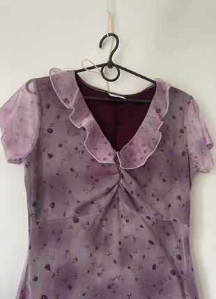 Сукня розпродаж плаття платье фіолетова коротка з рюшею на підкладці квітковий принт розмір м2 фото