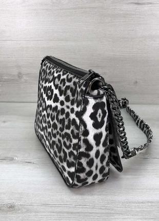 Стильна сумка чорно-білий леопард2 фото