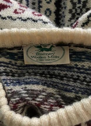 Оверсайз очень теплый свитшот вязаный с орнаментом кофта blarney woollen mills светлый молочный унисекс широкий новогодний зимний женский мужской4 фото