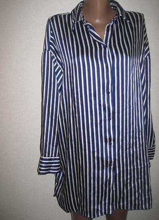 Отличное платье рубашка халат в полоску оверсайз зара р-рм