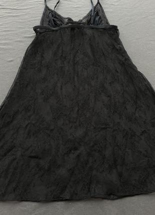 Черный пеньюар с кружевом атлас ночная рубашка3 фото