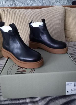 Кожаные ботинки челси премиум качества н&м