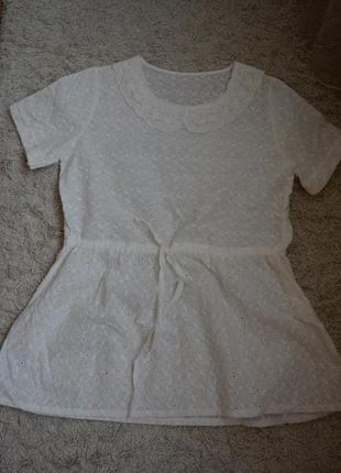 Блузка, туніка, батист, прошва, мереживний комір, баска, вишивка