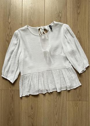 Біла текстурована блуза із зав‘язками на спині h&m divided4 фото