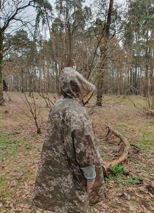 Дождевик пончо пиксель зсу. плащ дождевик, плащ-пончо камуфляж пиксель для всу. дождевики и пончо6 фото