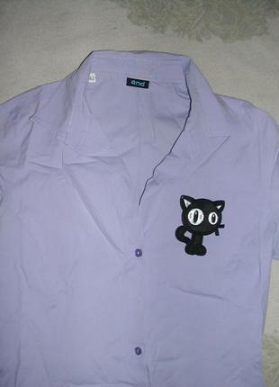 Рубашка жіноча с принтом - кіт2 фото