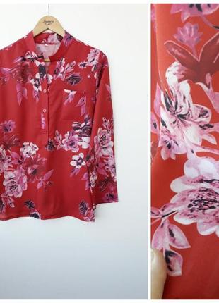 Красная блуза в цветочный принт l блуза с большими цветами1 фото