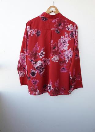 Красная блуза в цветочный принт l блуза с большими цветами3 фото