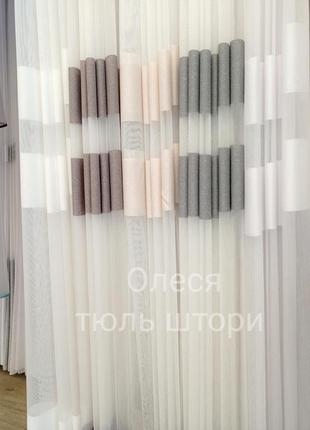 Тюль льон  бамбук сірі смужки є різні кольори10 фото