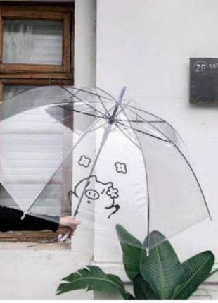 Великі прозорі силіконові парасольки тростина з малюнком2 фото