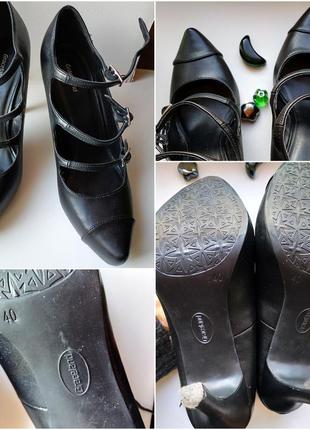 Черные женские туфли р. 40 (26 см) с ремешками на платформе graceland5 фото