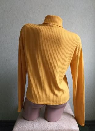 Гольф в рубчик. водолазка. кроп топ. укороченный свитер. лонгслив. желтый, оранжевый.6 фото