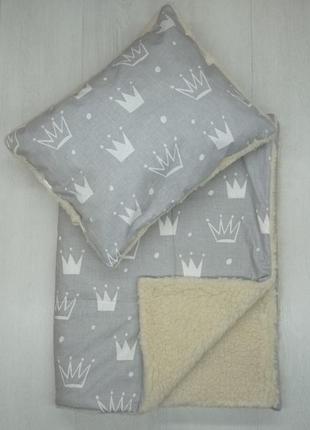 Комплект постільний в дитяче ліжечко подушка і ковдра бавовна вовна