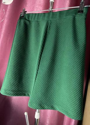 Зеленая юбка h&amp;m в рубчик3 фото
