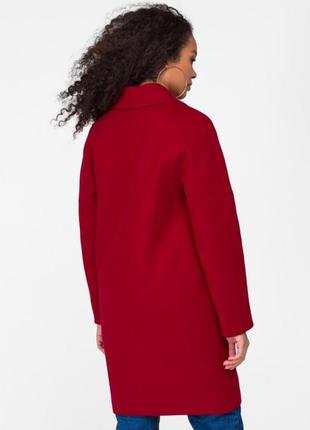 Жіноче пальто середньої довжини вовняне кашемірове однотонне демісезонне бордо4 фото