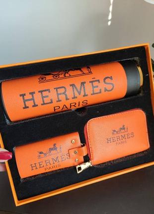 Набір на подарунок  в стилі  hermes термос / гаманець / ключниця4 фото