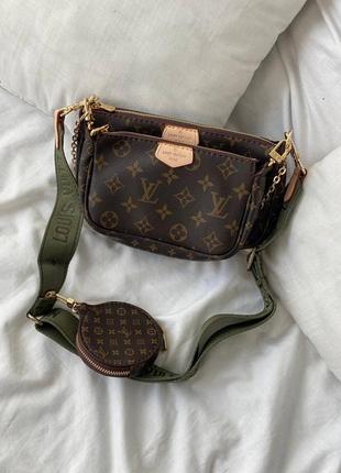 Женская сумка multi pochette brown haki2 фото