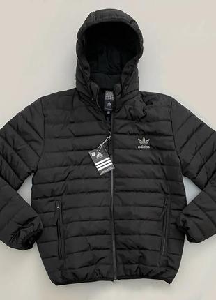 Мужская куртка adidas черная ветровка адидас весенняя с капюшоном демисезонная молодежная до 0*с