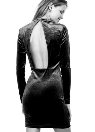 Divided h&m нарядное вечернее бархатное велюровое черное облегающее платье2 фото