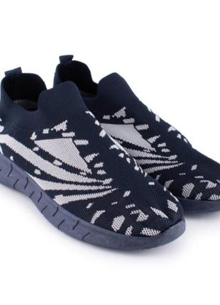 Стильные синие кроссовки из текстиля сетка летние дышащие мокасины большой размер батал кросівки2 фото