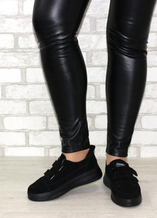 🔴 замшеві чорні кросівки крипери8 фото