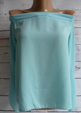 Блакитна блуза з відкритими плечима new look