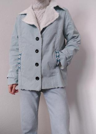 Голубой пиджак куртка теплая куртка с утеплением куртка мех шерпа дубленка тренч куртка шерпа9 фото