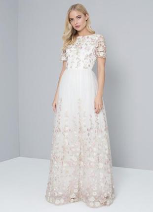Новое выпускное вечернее платье в пол белого цвета chi chi london размер s скидка9 фото