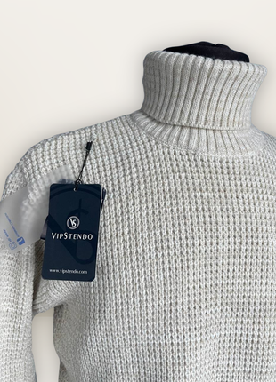 ❄ чоловічий светр з хомутом бежевий (в стилі росса геллера)2 фото
