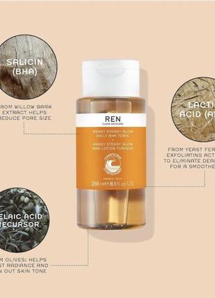 Ren radiance ready steady glow daily aha tonic | тоник для сияния кожи лица с ана-кислотами, 250ml4 фото