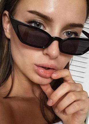 Модные солнцезащитные очки ретро узкие черные очки