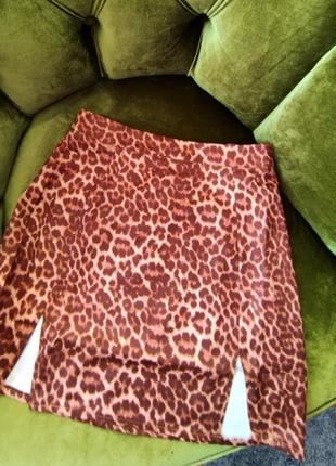Мини юбка с леопардовым принтом. размер s4 фото