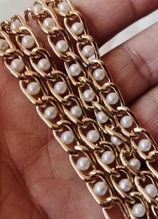 Уцінка. довга стильна кольє ланцюг із перлинами намиста