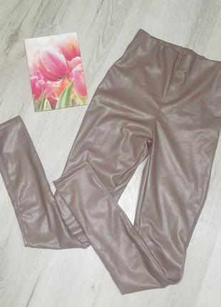 Экокожа + велюр мокко ❤ xs s m l xl xxl р. 54 52 50 48 р 46 44 42 40 молоко цвет мех матовая лосины штаны брюки флис легинсы высокая женские