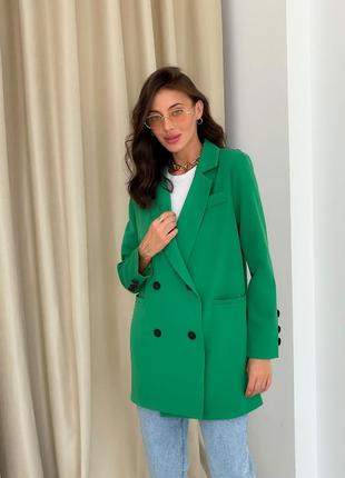 Пиджак женский зелёный костюмная ткань размер 42-44, 46-483 фото