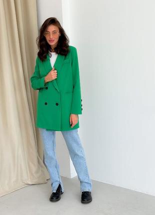 Пиджак женский зелёный костюмная ткань размер 42-44, 46-487 фото