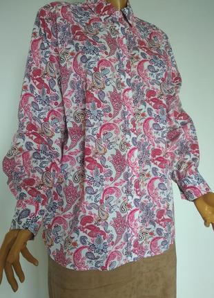 Walbusch натуральна яскрава оверсайз сорочка блуза в пейслі принт в стилі etro  розмір xxl xl