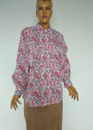 Walbusch натуральна яскрава оверсайз сорочка блуза в пейслі принт в стилі etro  розмір xxl xl2 фото