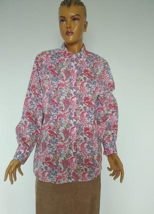 Walbusch натуральна яскрава оверсайз сорочка блуза в пейслі принт в стилі etro  розмір xxl xl4 фото