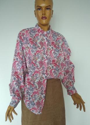 Walbusch натуральна яскрава оверсайз сорочка блуза в пейслі принт в стилі etro  розмір xxl xl3 фото