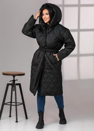 Зимняя удлиненная стеганая куртка2 фото