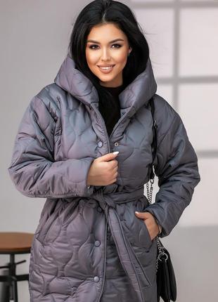 Зимняя удлиненная стеганая куртка5 фото