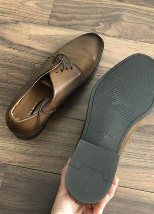 Стильные классические мужские туфли zara, коричнево цвета2 фото